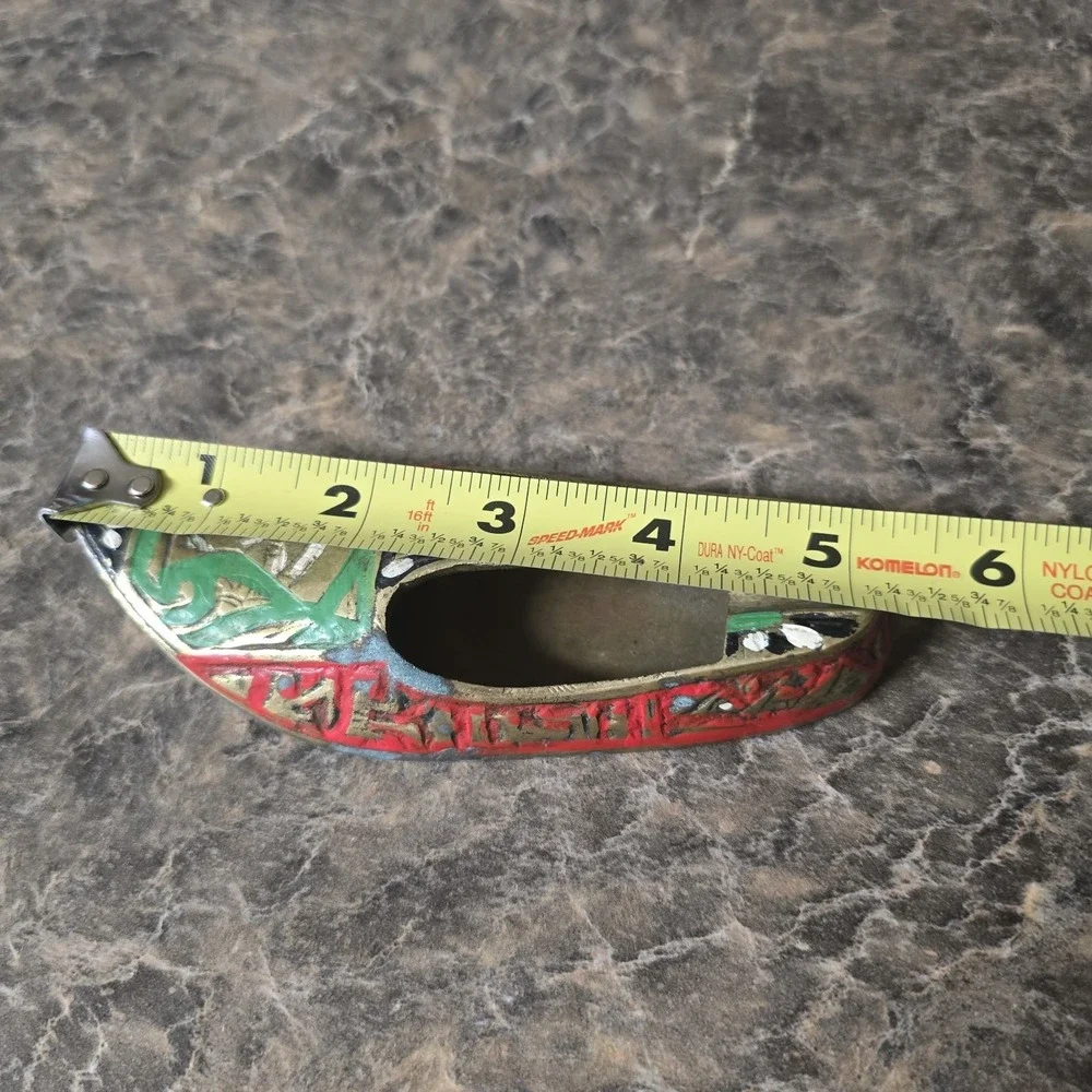 RARE ASIAN/INDIA BRASS ASHTRAY‎ SHOE SLIPPER 5